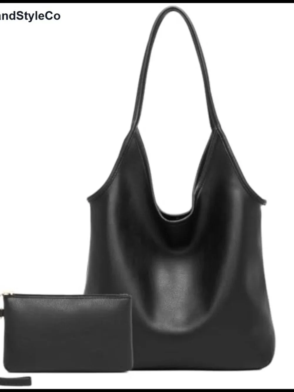 Slouchy Vegan Leather Hobo Shoulder Bag with Cosmetic Pouch